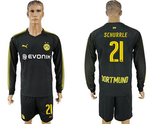Dortmund #21 Schurrle Away Long Sleeves Soccer Club Jersey